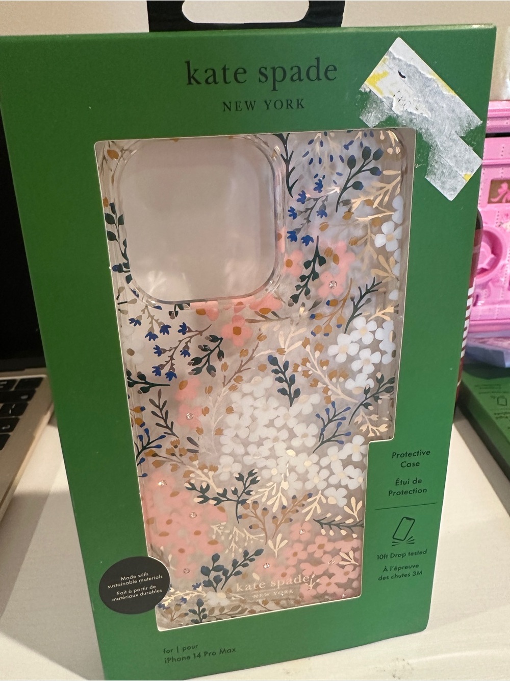 kate spade Floral Protective Phone Case for iPhone 16 plus - Pink & White new